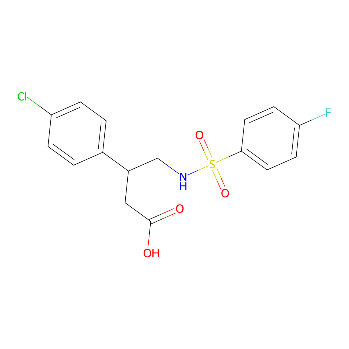 3-(4-Chlorophenyl)-4-[(4-fluorophenyl)sulfonylamino]butanoic acid molecular structure, CAS 1211439-50-7