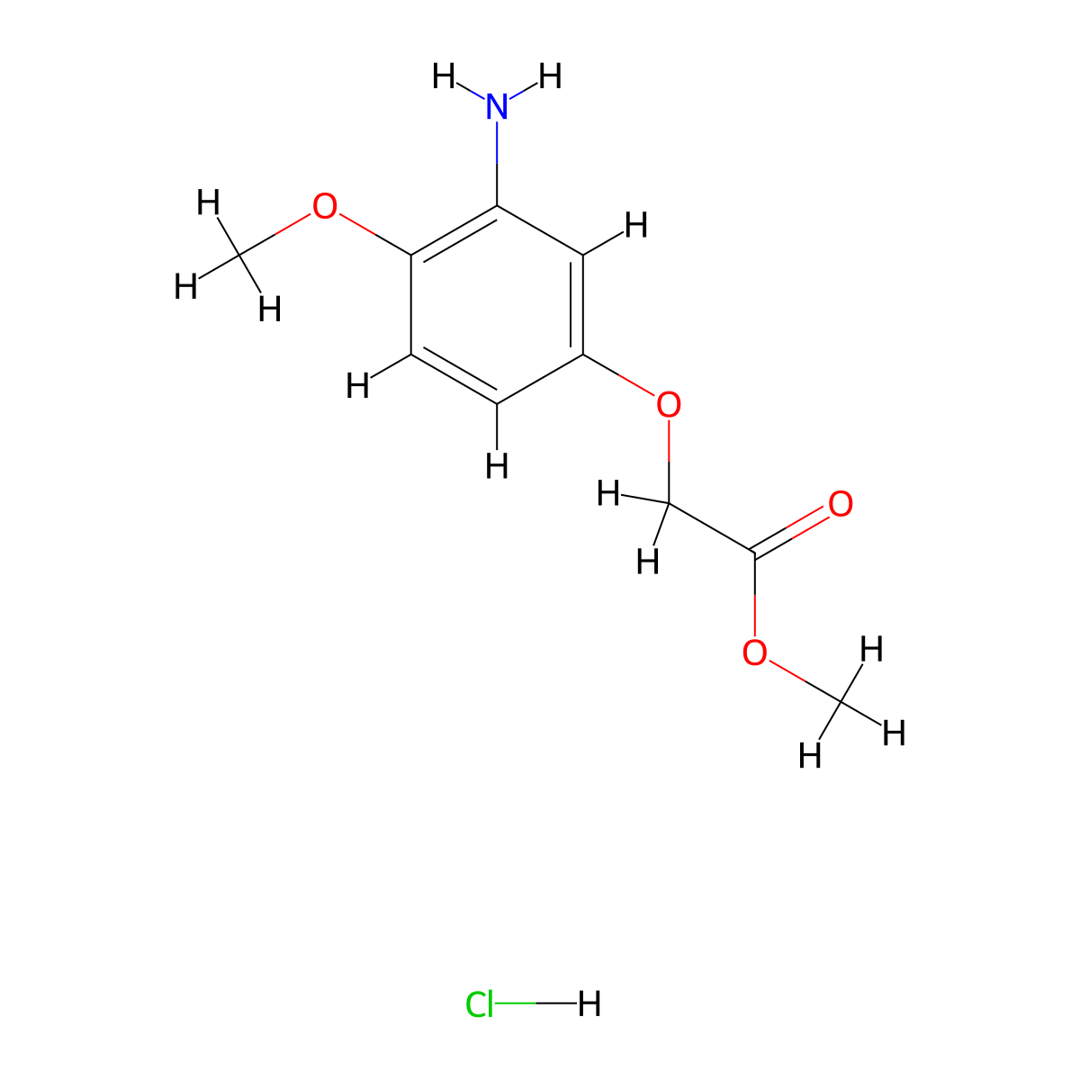 Methyl (3-amino-4-methoxyphenoxy)acetate hydrochloride molecular structure, CAS 1211449-17-0