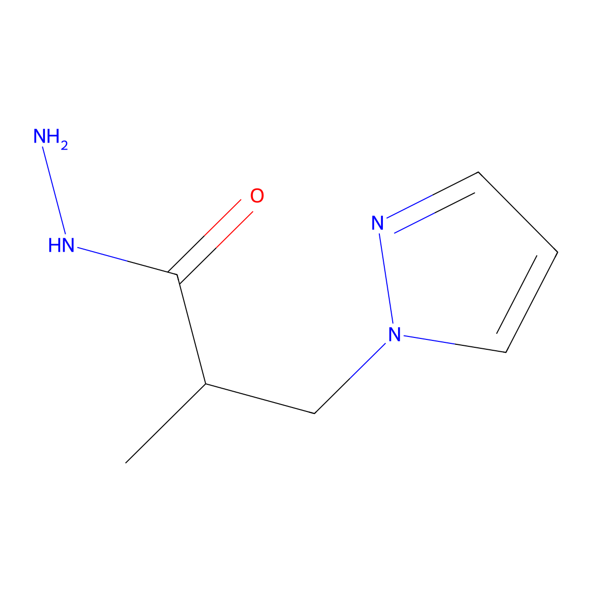 2-Methyl-3-(1H-pyrazol-1-yl)propanohydrazide molecular structure, CAS 1211449-23-8