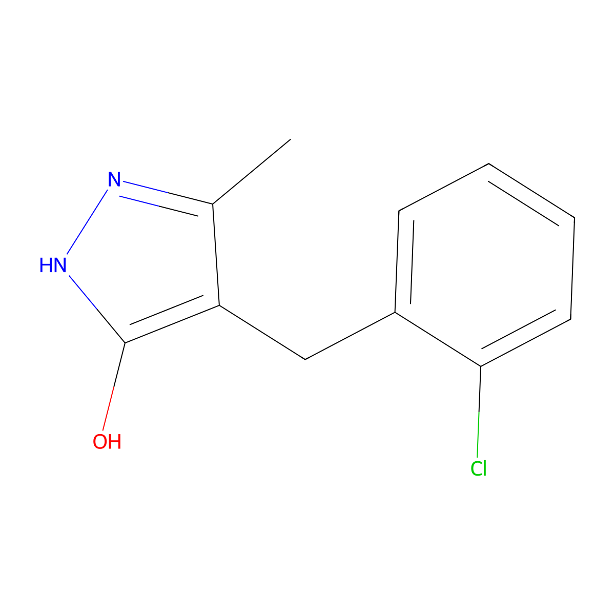 4-(2-chlorobenzyl)-3-methyl-1H-pyrazol-5-ol molecular structure, CAS 1211450-13-3