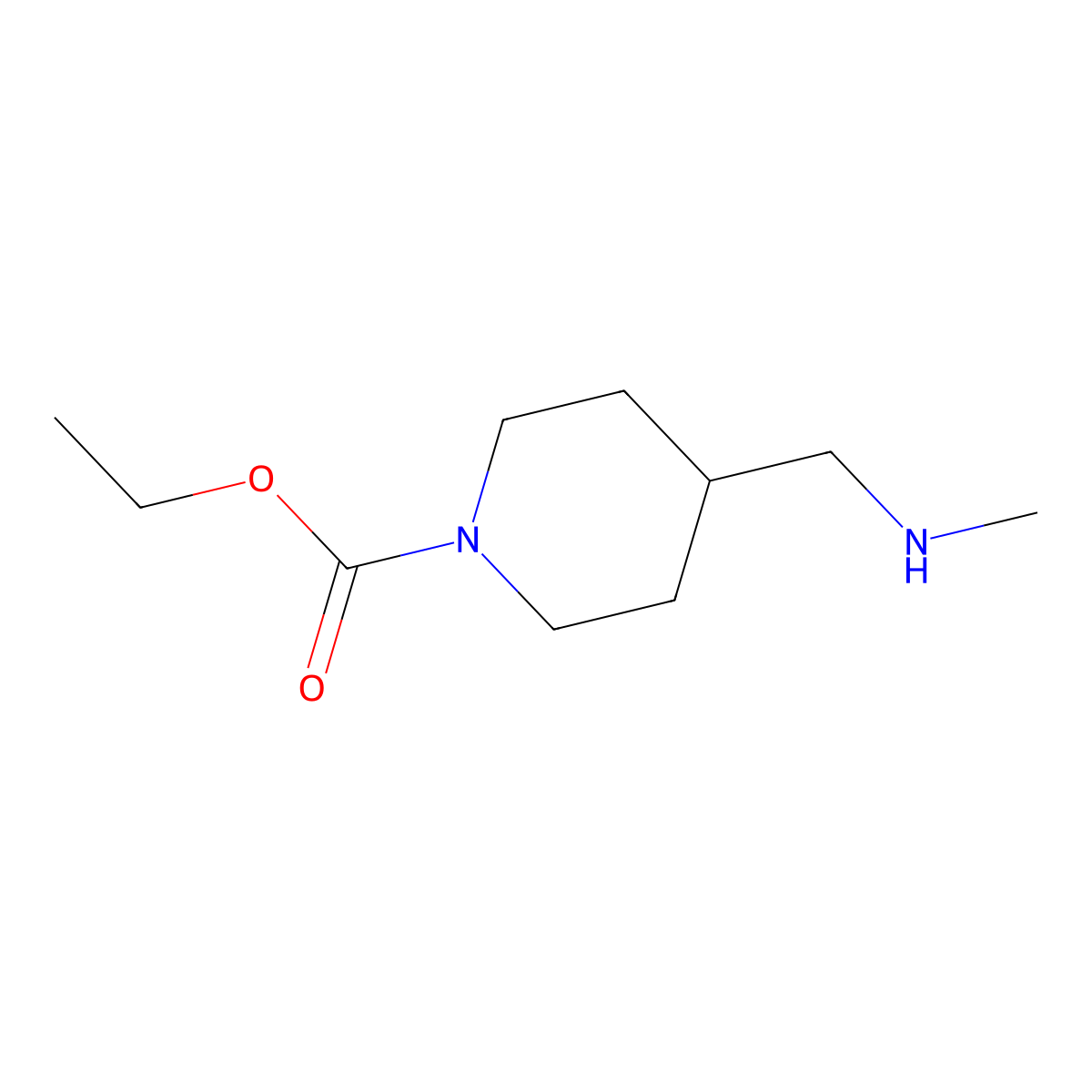 Ethyl 4-((methylamino)methyl)piperidine-1-carboxylate molecular structure, CAS 1211450-30-4