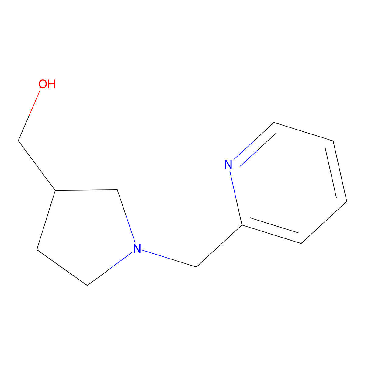 (1-(Pyridin-2-ylmethyl)pyrrolidin-3-yl)methanol molecular structure, CAS 1211454-58-8