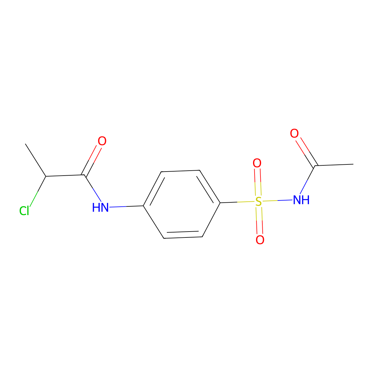 N-{4-[(Acetylamino)sulfonyl]phenyl}-2-chloropropanamide molecular structure, CAS 1211459-18-5