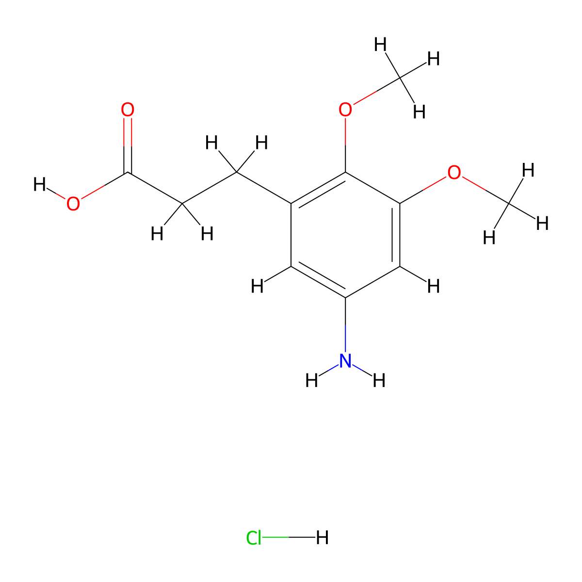 3-(5-Amino-2,3-dimethoxyphenyl)propanoic acid hydrochloride molecular structure, CAS 1211459-63-0