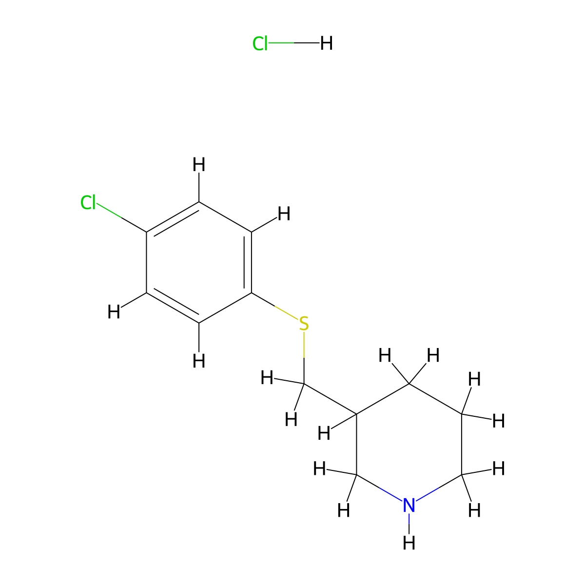 3-(((4-Chlorophenyl)thio)methyl)piperidine hydrochloride molecular structure, CAS 1211461-94-7