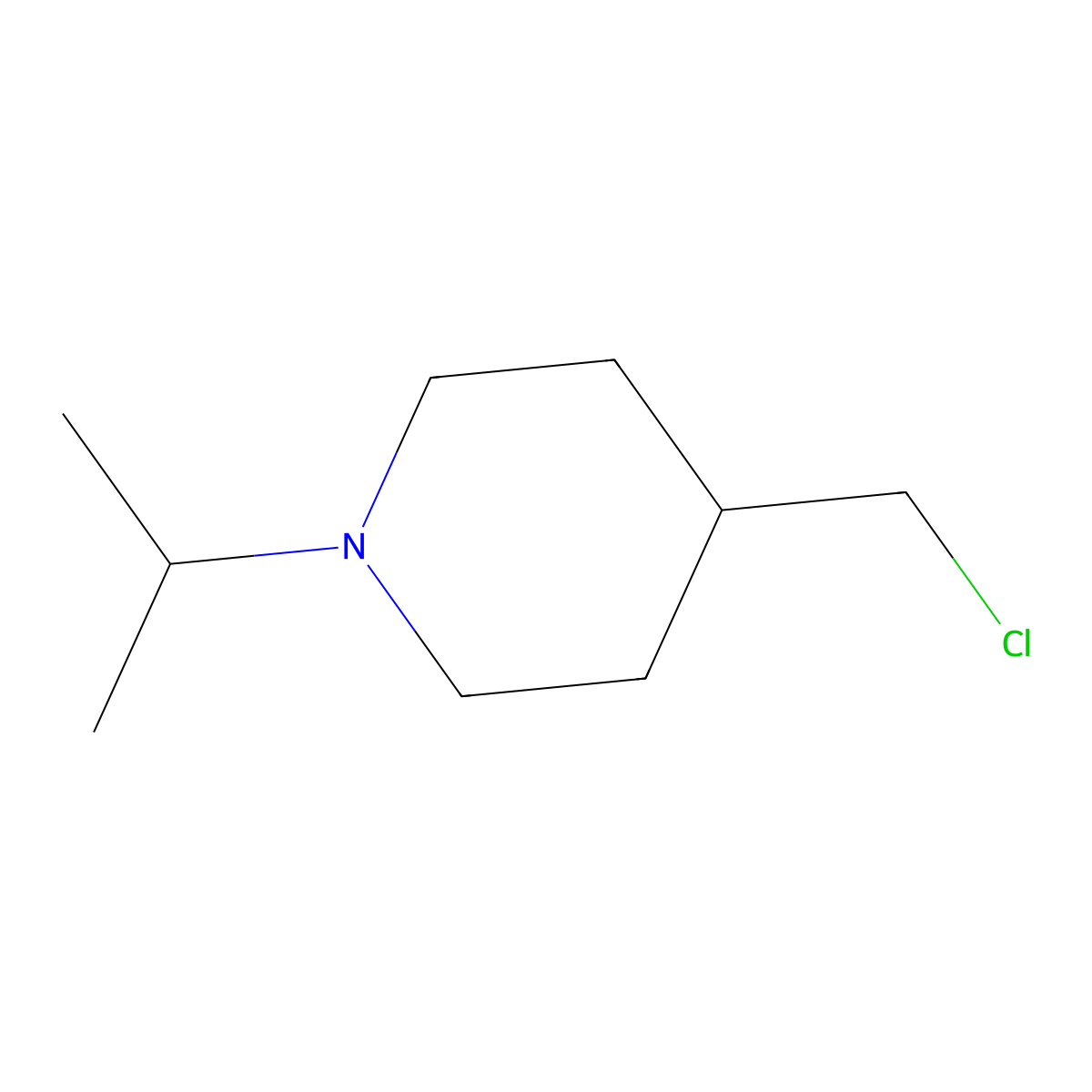 4-(Chloromethyl)-1-(propan-2-yl)piperidine molecular structure, CAS 1211462-62-2
