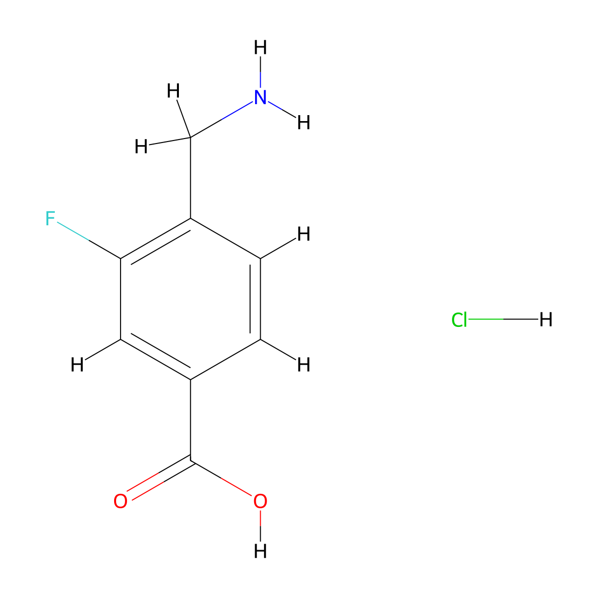 4-(Aminomethyl)-3-fluorobenzoic acid hydrochloride molecular structure, CAS 1211463-75-0