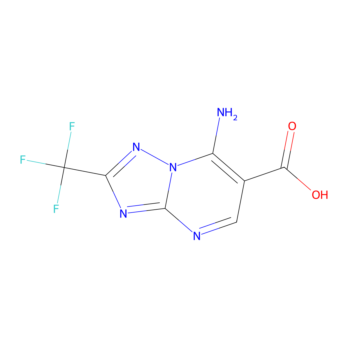 7-Amino-2-(trifluoromethyl)[1,2,4]triazolo[1,5-a]pyrimidine-6-carboxylic acid molecular structure, CAS 1211464-08-2