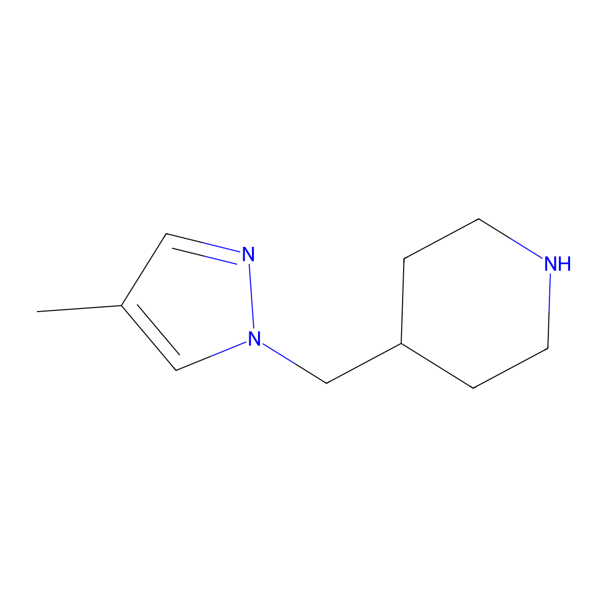 4-[(4-methyl-1H-pyrazol-1-yl)methyl]piperidine molecular structure, CAS 1211465-56-3