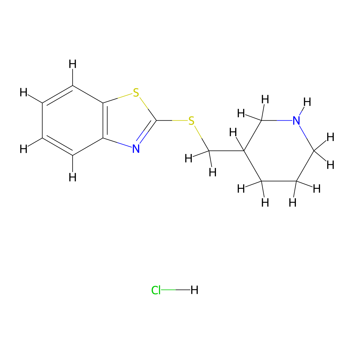 2-((Piperidin-3-ylmethyl)thio)benzo[d]thiazole hydrochloride molecular structure, CAS 1211465-94-9
