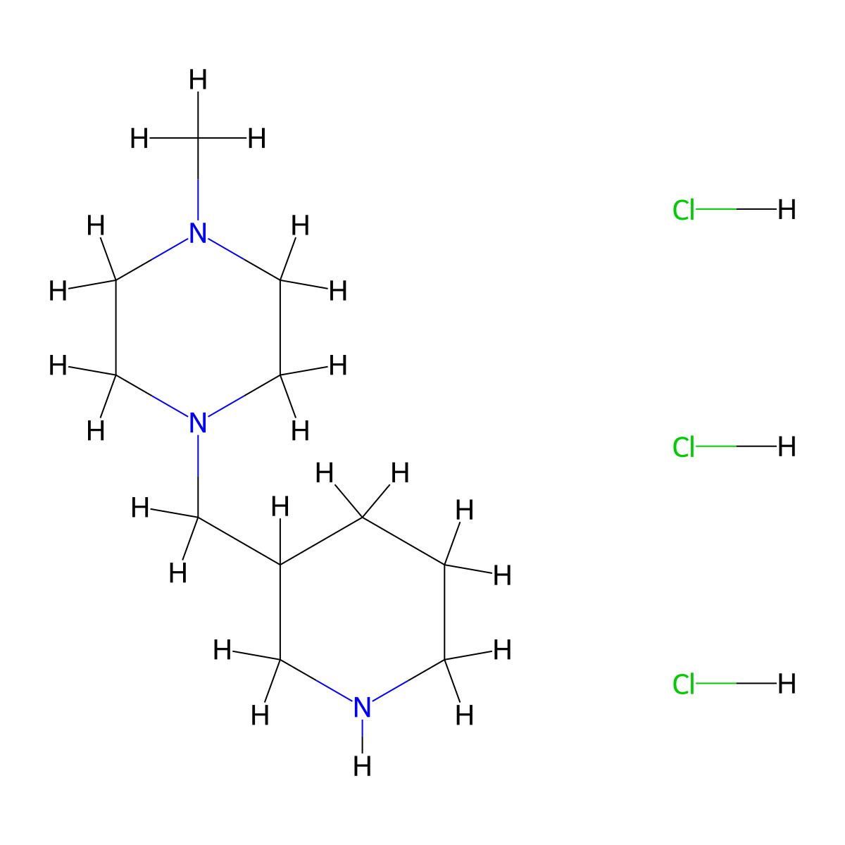 1-Methyl-4-(3-piperidinylmethyl)piperazine trihydrochloride molecular structure, CAS 1211466-10-2