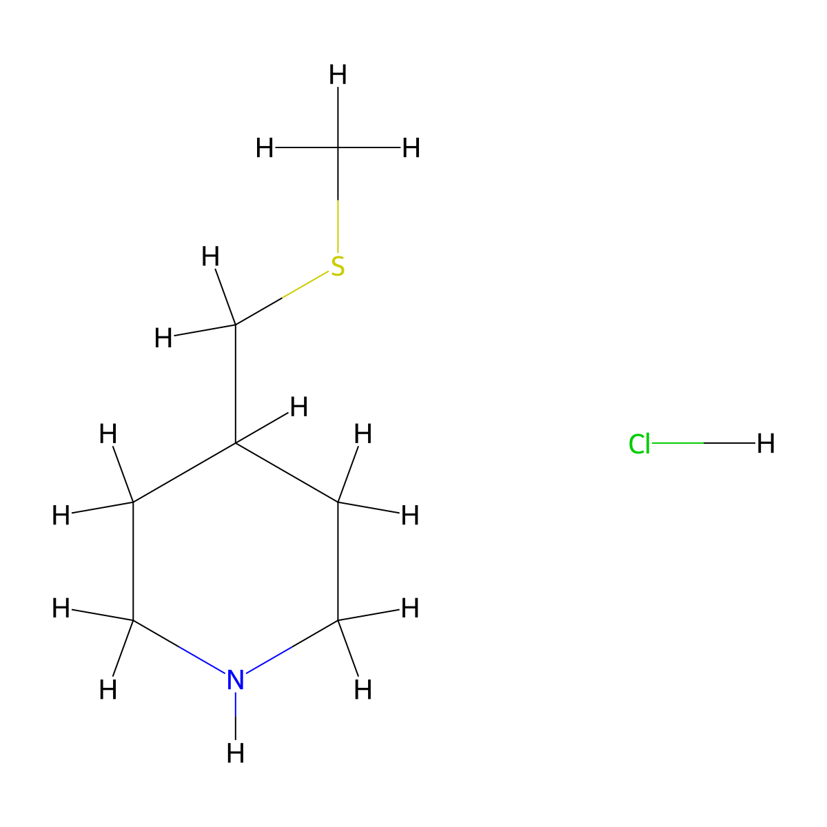 4-((Methylsulfanyl)methyl)piperidine hydrochloride molecular structure, CAS 1211466-29-3