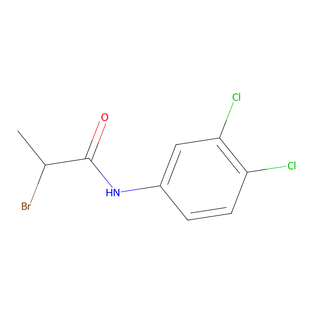 2-bromo-N-(3,4-dichlorophenyl)propanamide molecular structure, CAS 1211469-92-9