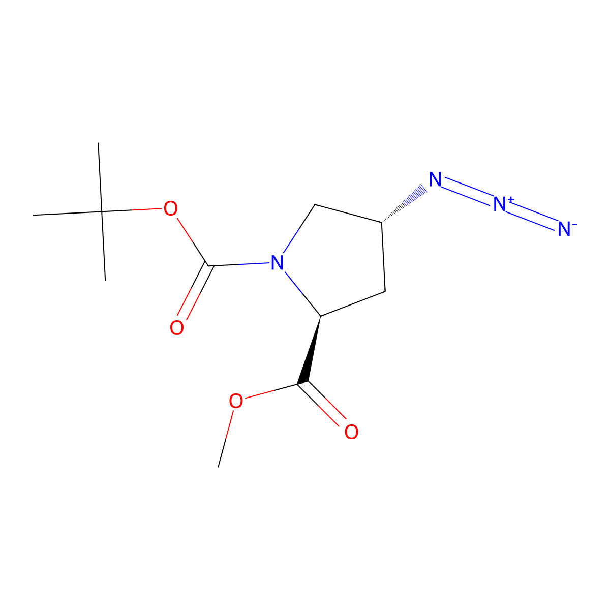 (2S,4R)-4-Azido-1,2-pyrrolidinedicarboxylic Acid 1-(1,1-Dimethylethyl) 2-Methyl Ester molecular structure, CAS 121147-97-5