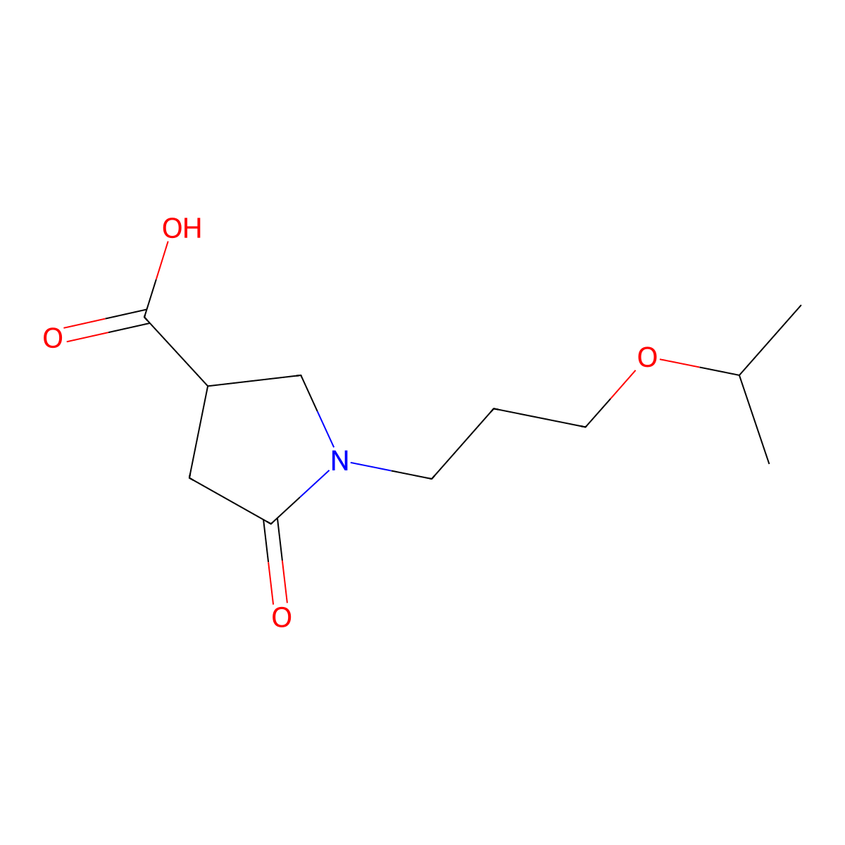 5-Oxo-1-[3-(propan-2-yloxy)propyl]pyrrolidine-3-carboxylic acid molecular structure, CAS 1211470-81-3