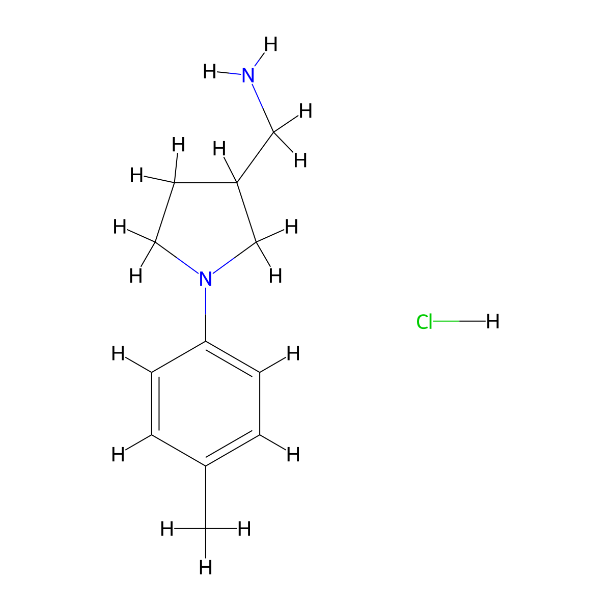 1-[1-(4-Methylphenyl)pyrrolidin-3-YL]methanamine hydrochloride molecular structure, CAS 1211471-28-1