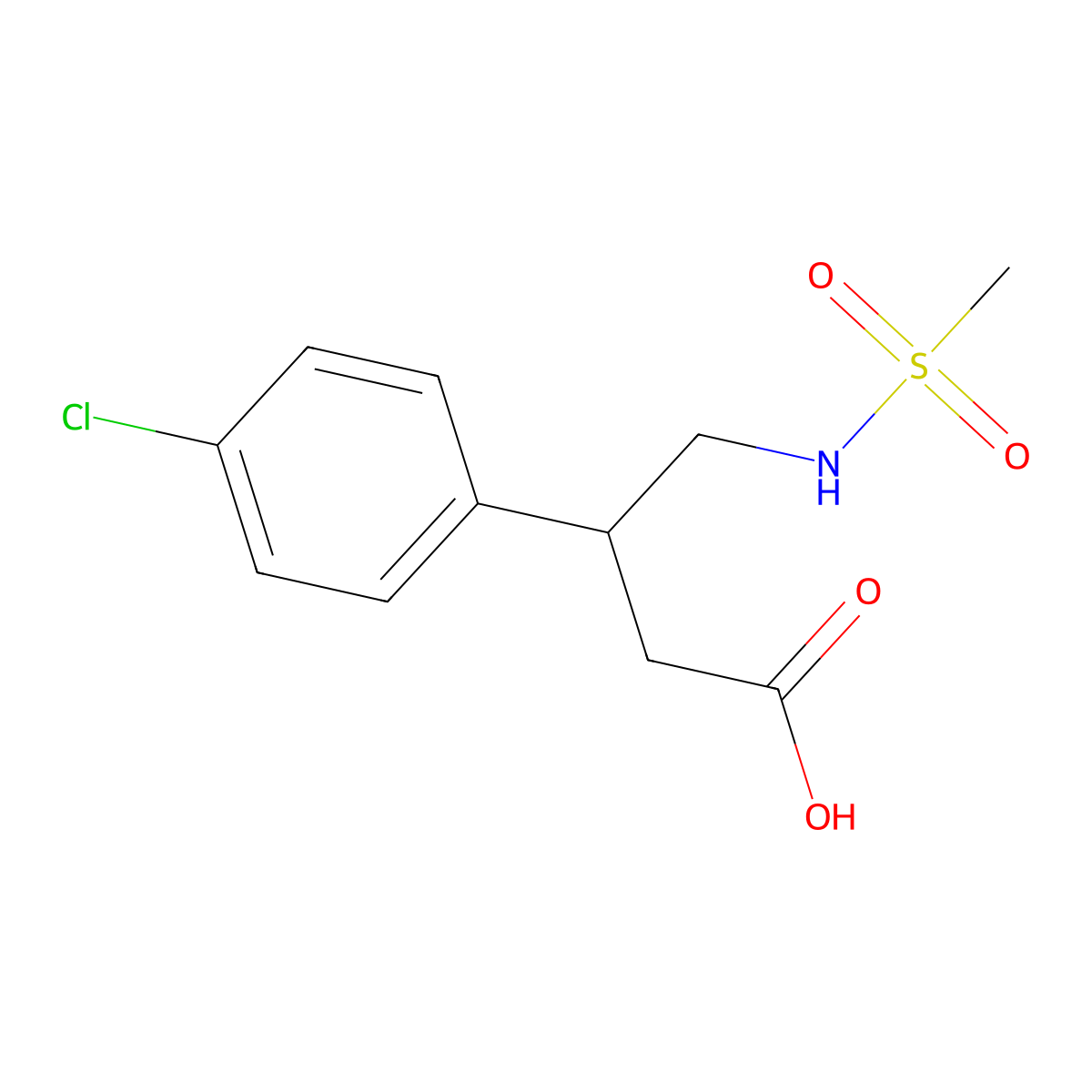 3-(4-Chlorophenyl)-4-methanesulfonamidobutanoic acid molecular structure, CAS 1211472-71-7