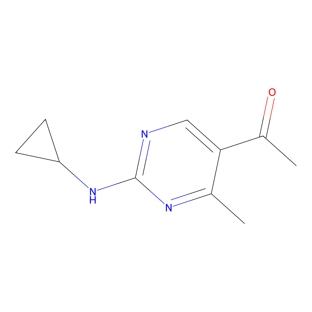 1-[2-(Cyclopropylamino)-4-methylpyrimidin-5-yl]ethanone molecular structure, CAS 1211473-37-8