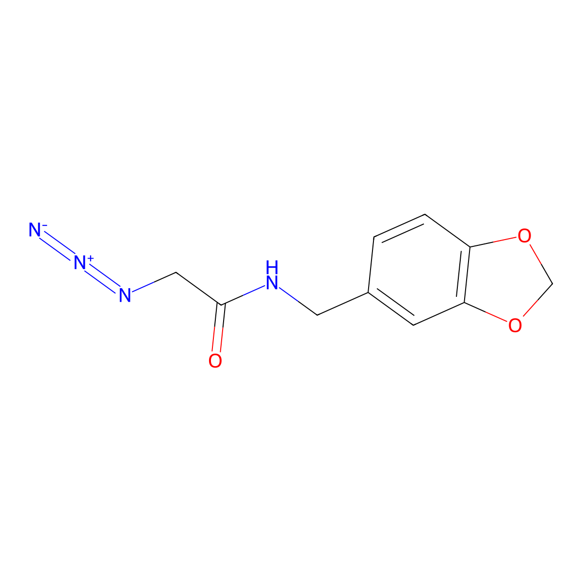 2-azido-N-(1,3-benzodioxol-5-ylmethyl)acetamide molecular structure, CAS 1211474-52-0