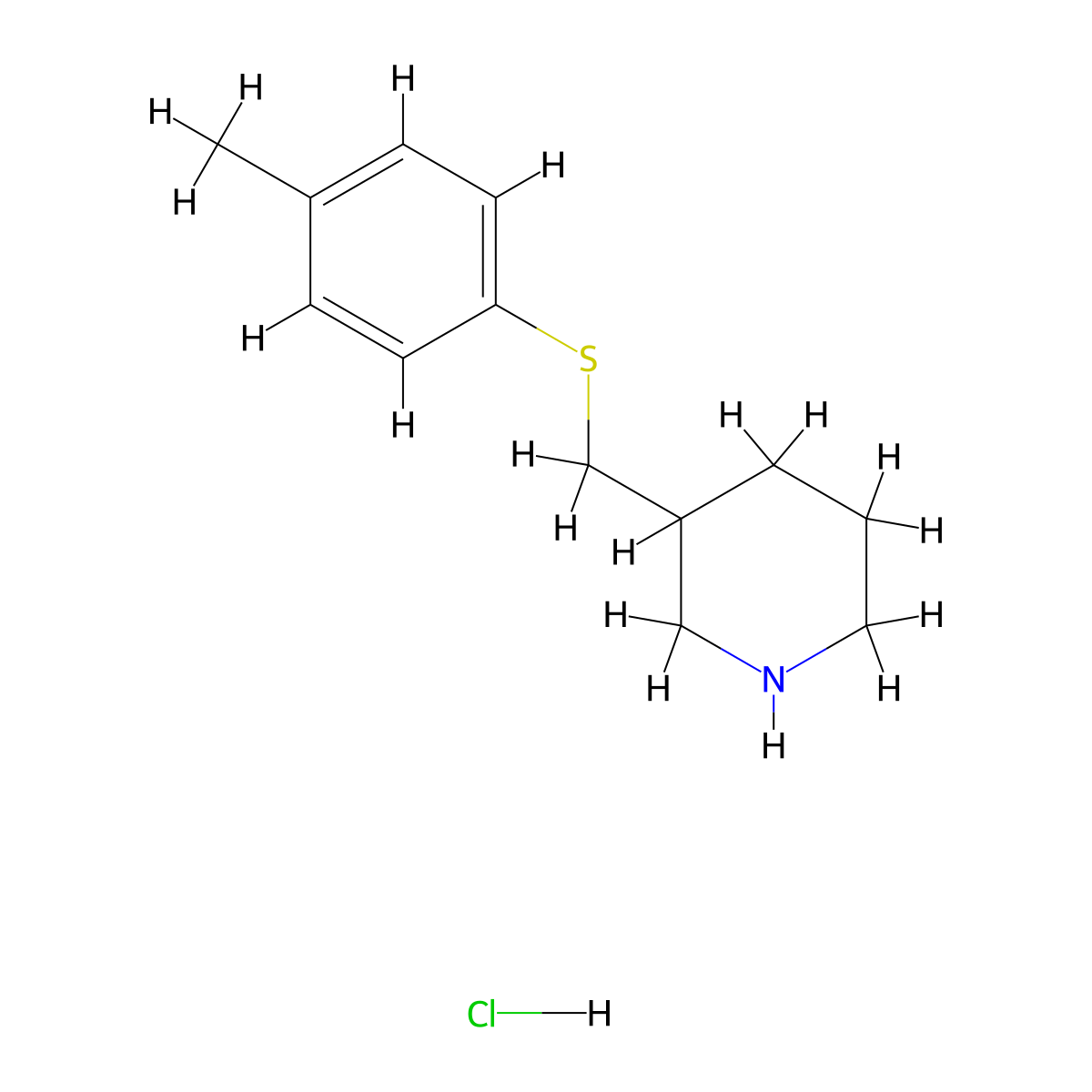 3-{[(4-Methylphenyl)sulfanyl]methyl}piperidine hydrochloride molecular structure, CAS 1211474-64-4