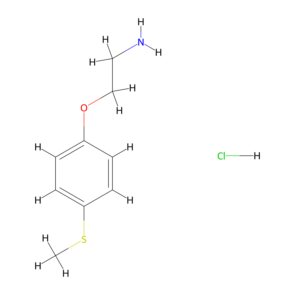 (2-[4-(Methylthio)phenoxy]ethyl)amine hydrochloride molecular structure, CAS 1211477-99-4