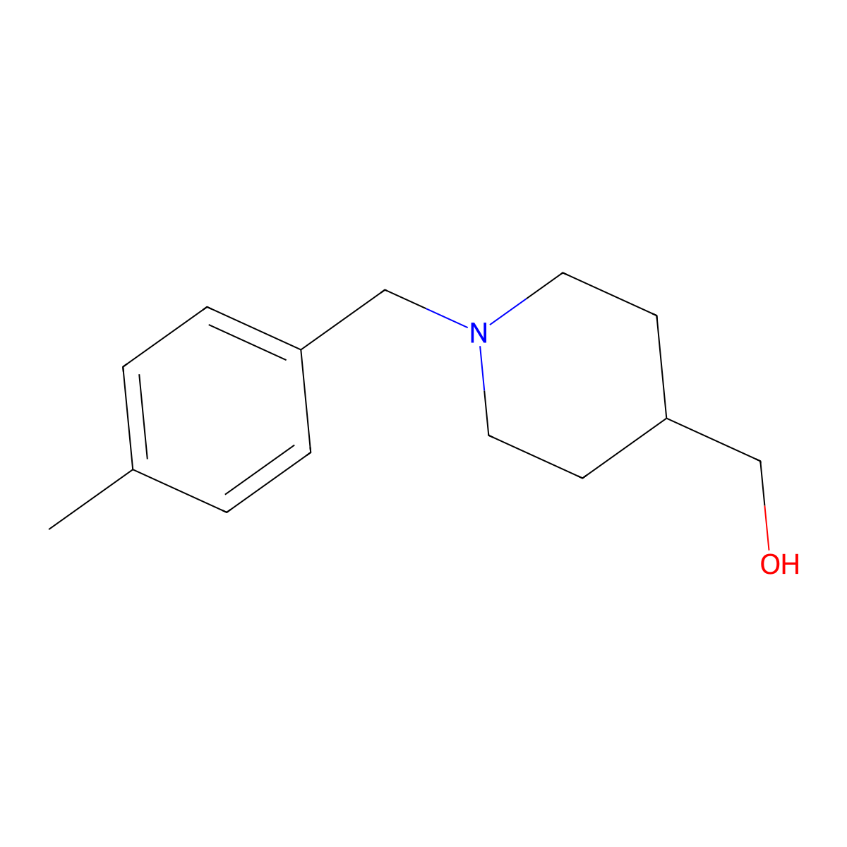 (1-(4-Methylbenzyl)piperidin-4-yl)methanol molecular structure, CAS 1211479-04-7