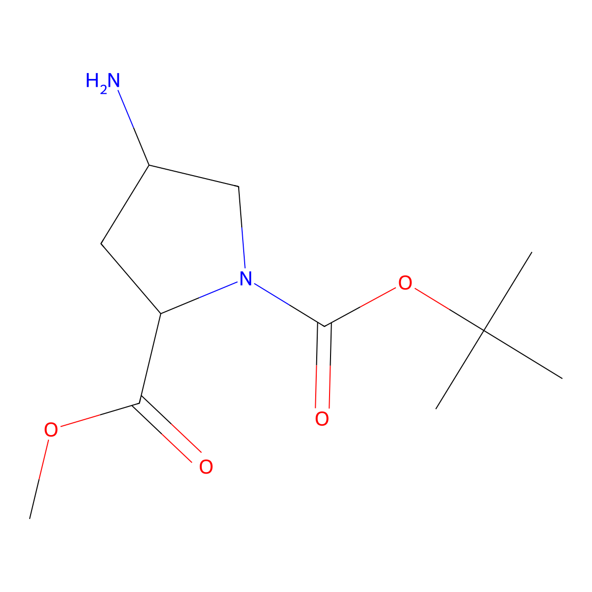 (2S,4S)-1-Tert-butyl 2-methyl 4-aminopyrrolidine-1,2-dicarboxylate molecular structure, CAS 121148-01-4