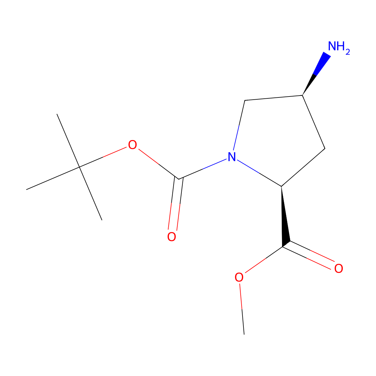 (2S,4S)-1-Tert-butyl 2-methyl 4-aminopyrrolidine-1,2-dicarboxylate molecular structure, CAS 121148-01-4