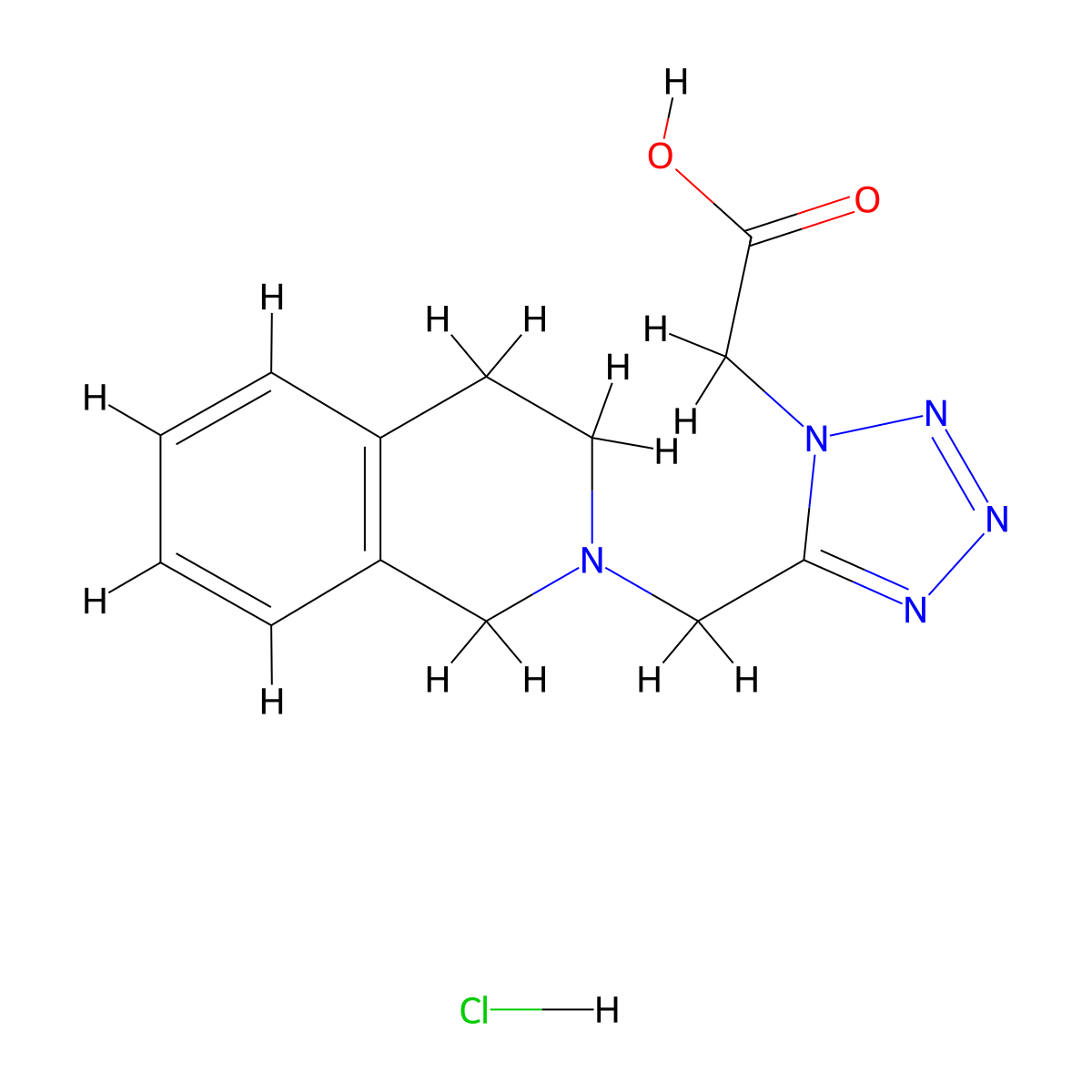 2-[5-(3,4-dihydro-1H-isoquinolin-2-ylmethyl)tetrazol-1-yl]acetic acid;hydrochloride molecular structure, CAS 1211481-20-7