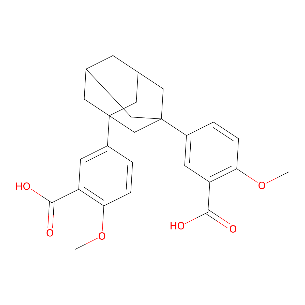 3,3'-Tricyclo[3.3.1.1~3,7~]decane-1,3-diylbis(6-methoxybenzoic acid) molecular structure, CAS 1211483-87-2