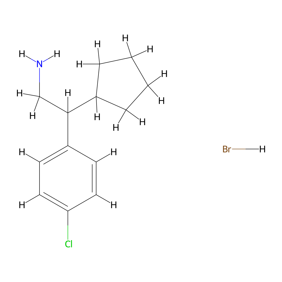 [2-(4-Chlorophenyl)-2-cyclopentylethyl]amine hydrobromide molecular structure, CAS 1211483-99-6