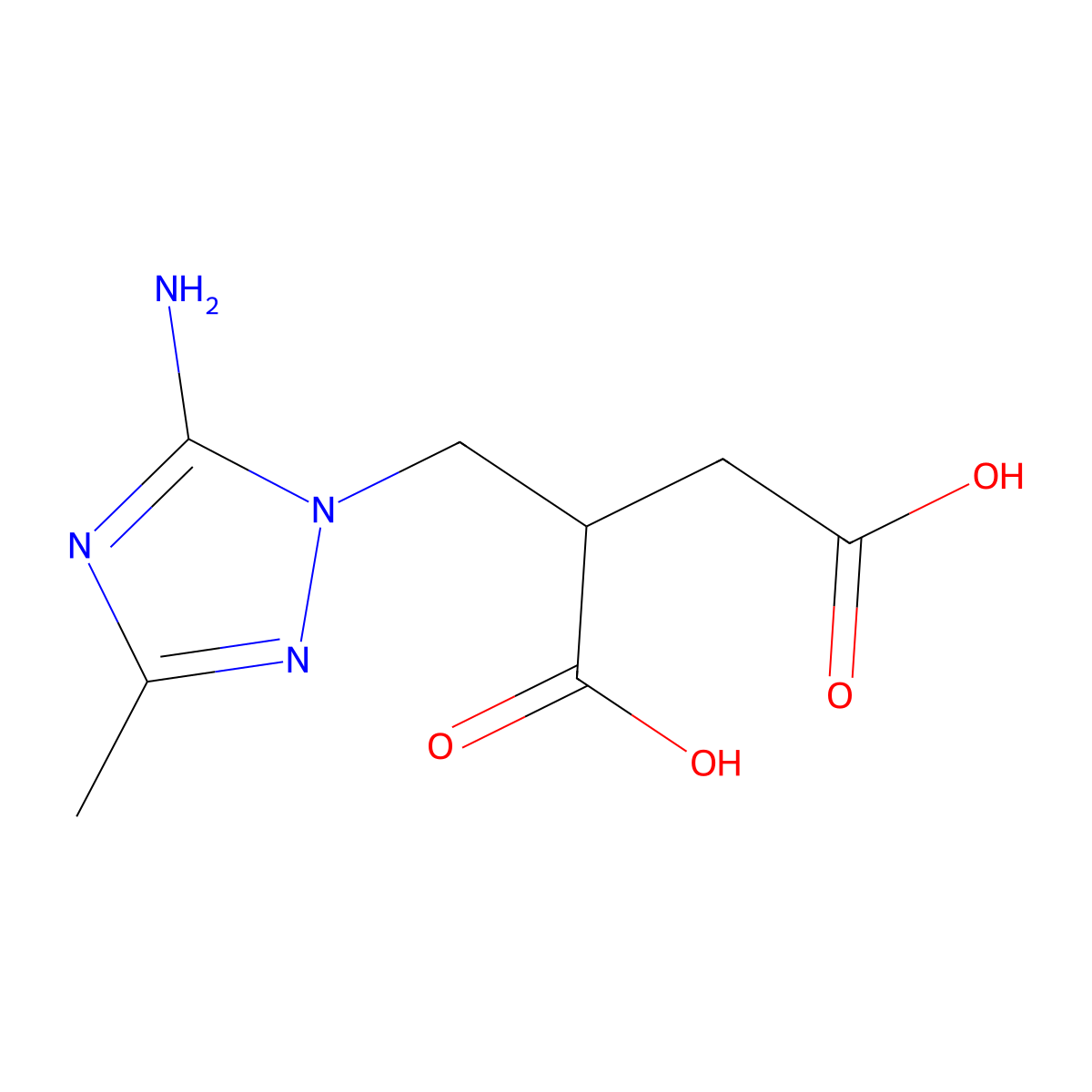 2-[(5-amino-3-methyl-1H-1,2,4-triazol-1-yl)methyl]butanedioic acid molecular structure, CAS 1211484-42-2