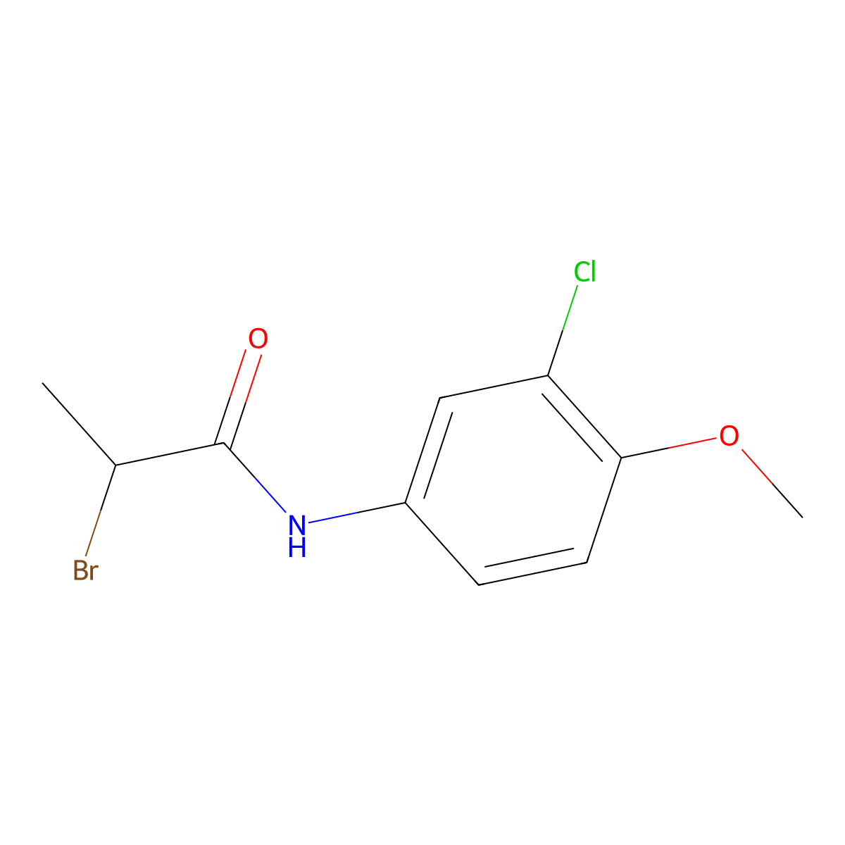 2-bromo-N-(3-chloro-4-methoxyphenyl)propanamide molecular structure, CAS 1211485-36-7