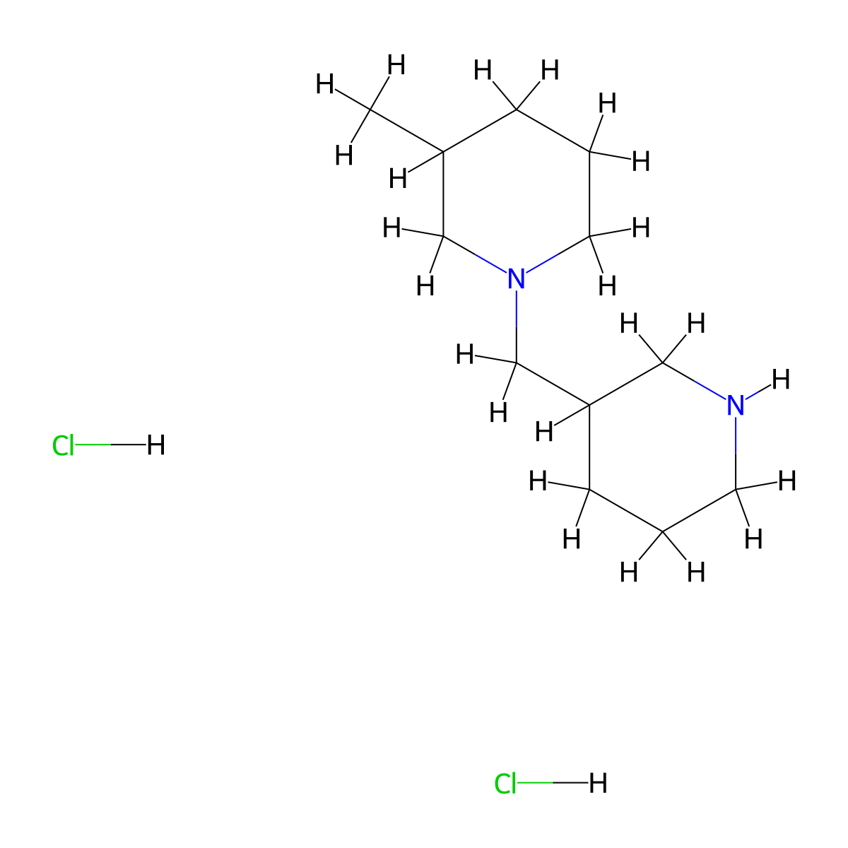 3-Methyl-1-(3-piperidinylmethyl)piperidine dihydrochloride molecular structure, CAS 1211487-38-5