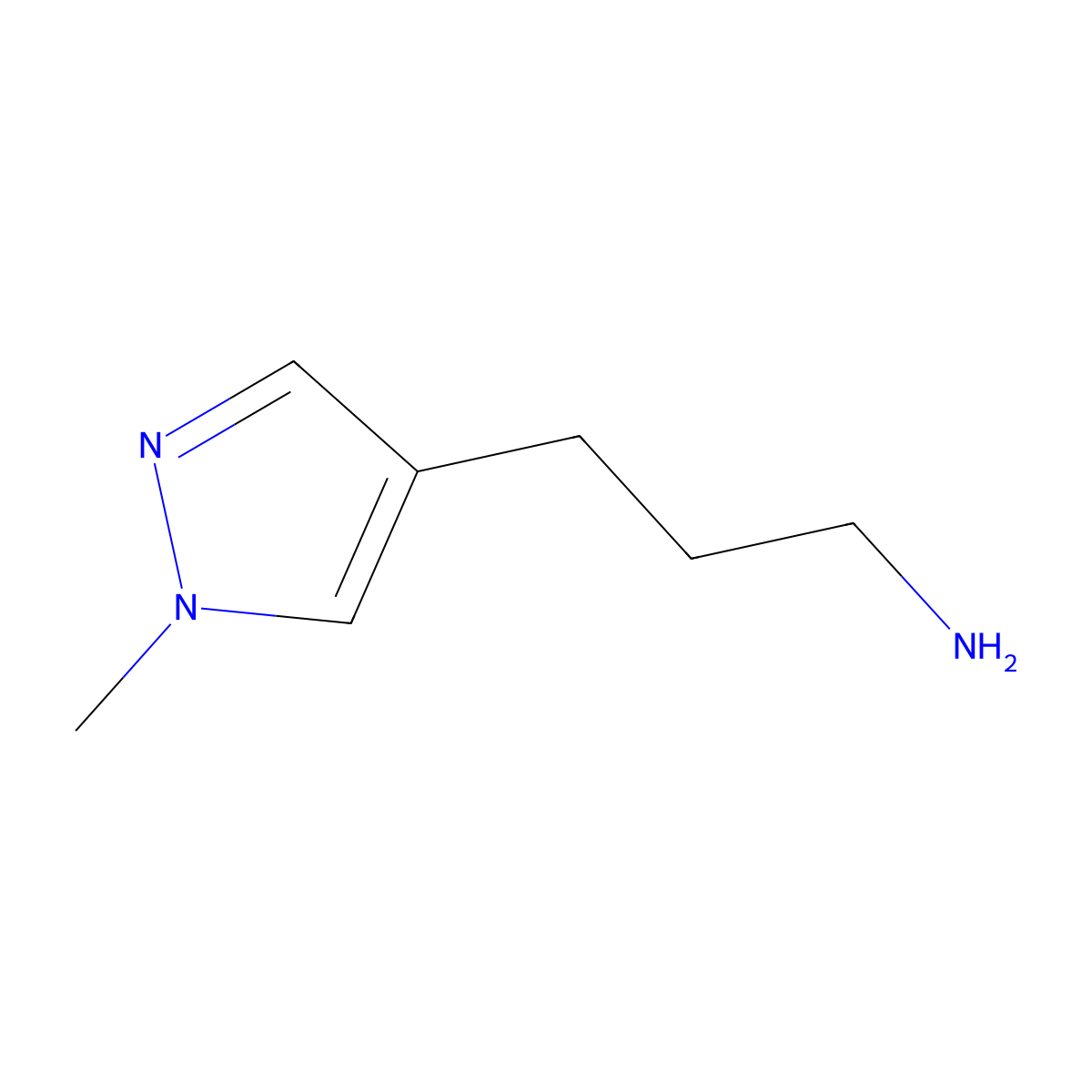3-(1-methyl-1H-pyrazol-4-yl)propan-1-amine molecular structure, CAS 1211488-02-6
