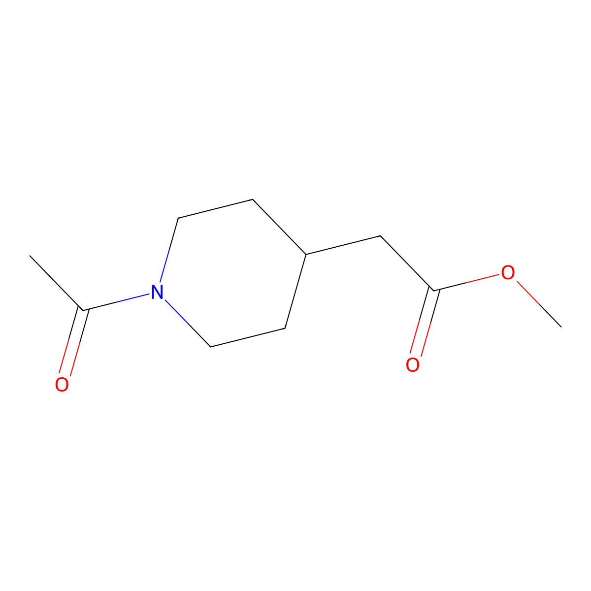 Methyl 2-(1-acetylpiperidin-4-yl)acetate molecular structure, CAS 1211494-44-8