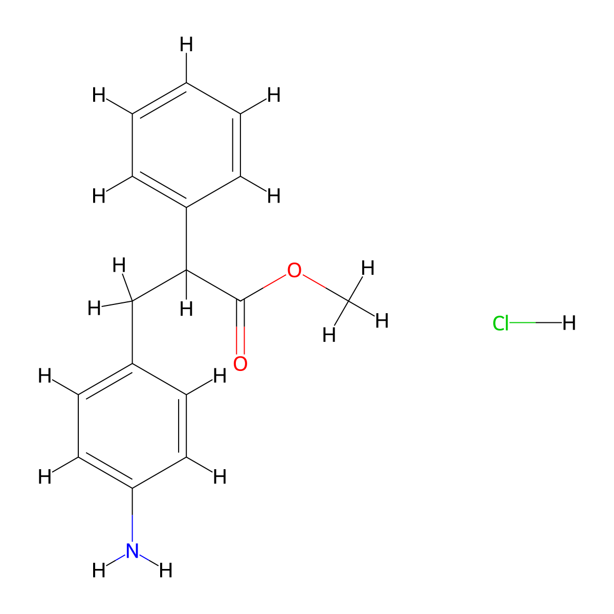 Methyl 3-(4-aminophenyl)-2-phenylpropanoate hydrochloride molecular structure, CAS 1211495-99-6