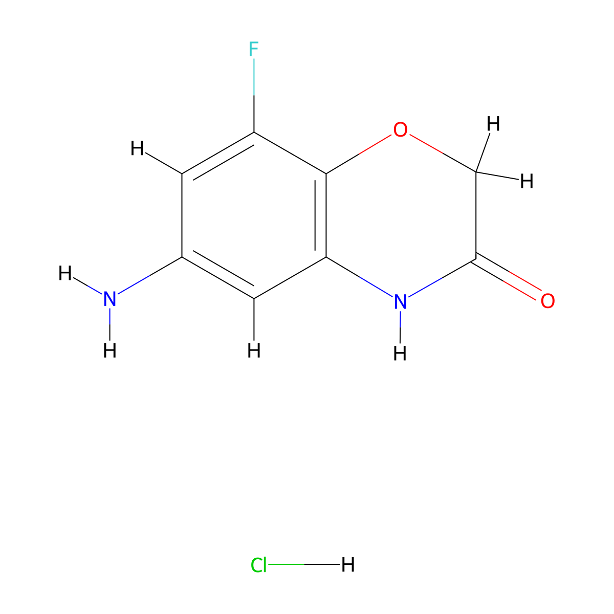 6-Amino-8-fluoro-2h-1,4-benzoxazin-3(4h)-one hydrochloride molecular structure, CAS 1211496-36-4
