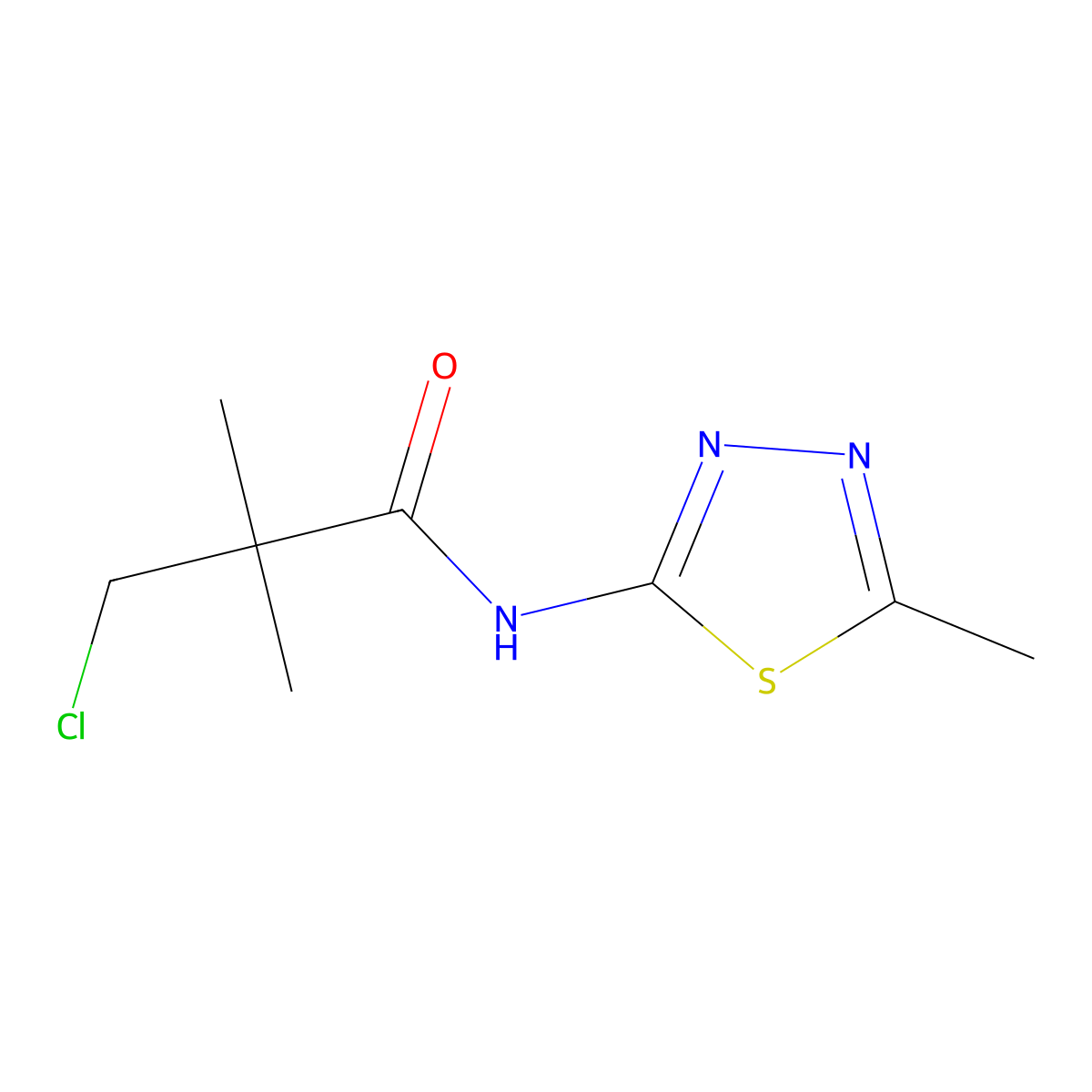 3-Chloro-2,2-dimethyl-N-(5-methyl-1,3,4-thiadiazol-2-yl)propanamide molecular structure, CAS 1211496-86-4