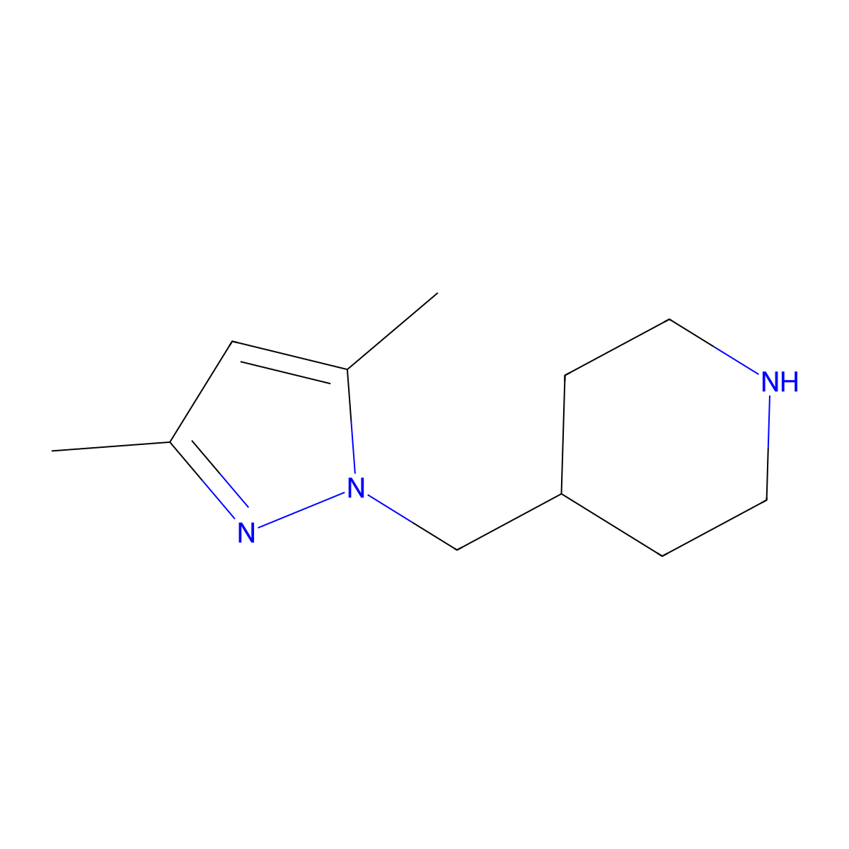 4-[(3,5-dimethyl-1H-pyrazol-1-yl)methyl]piperidine molecular structure, CAS 1211498-15-5