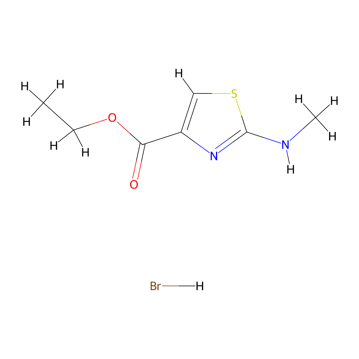 Ethyl 2-(methylamino)-1,3-thiazole-4-carboxylate hydrobromide molecular structure, CAS 1211499-08-9