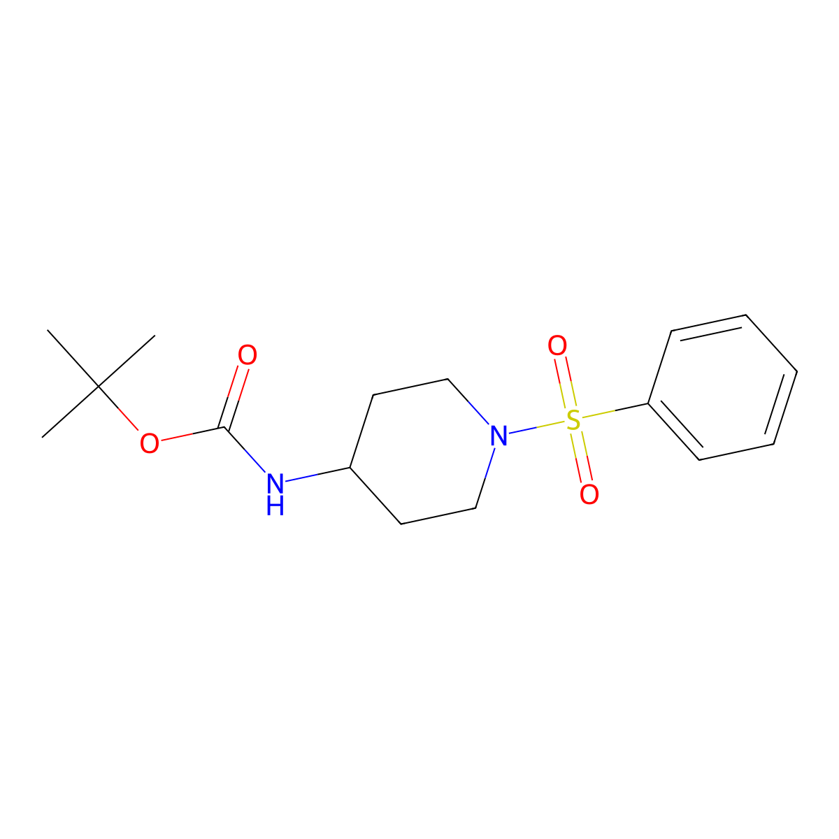 Tert-butyl [1-(phenylsulfonyl)piperidin-4-yl]carbamate molecular structure, CAS 1211499-97-6