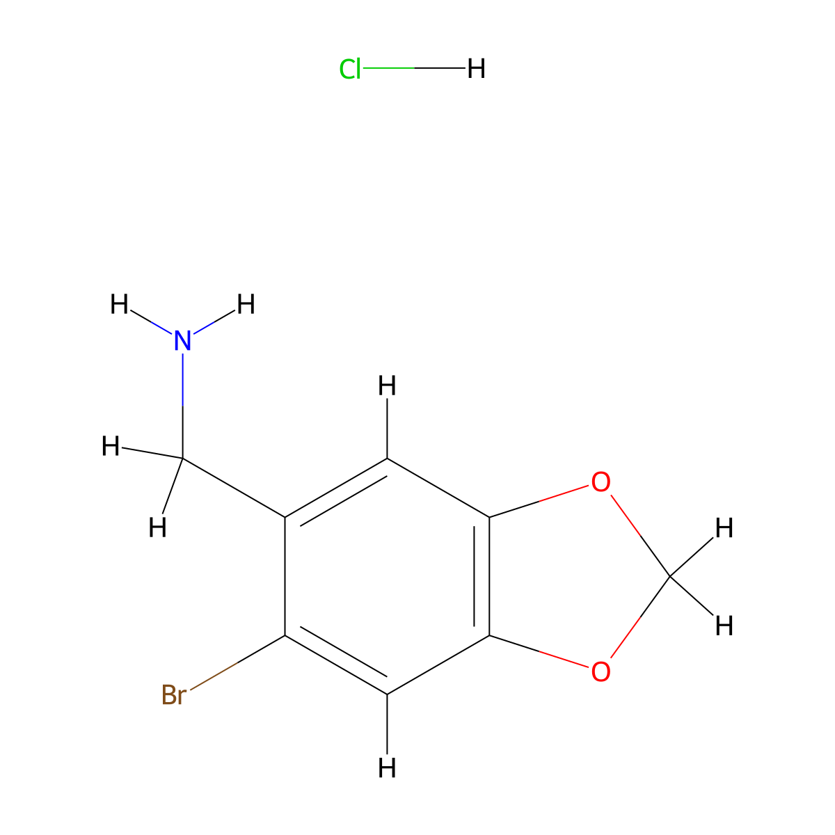 [(6-Bromo-1,3-benzodioxol-5-yl)methyl]amine hydrochloride molecular structure, CAS 1211502-62-3