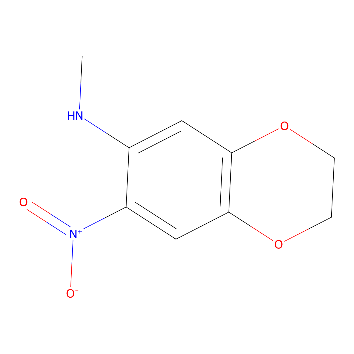 N-methyl-7-nitro-2,3-dihydro-1,4-benzodioxin-6-amine molecular structure, CAS 1211503-74-0