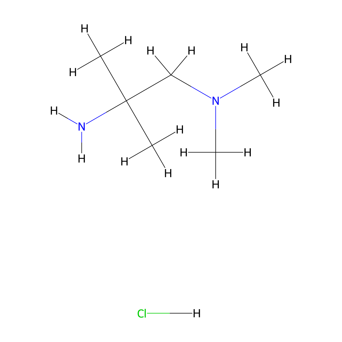 N(1),N(1),2-Trimethylpropane-1,2-diamine hydrochloride molecular structure, CAS 1211503-98-8