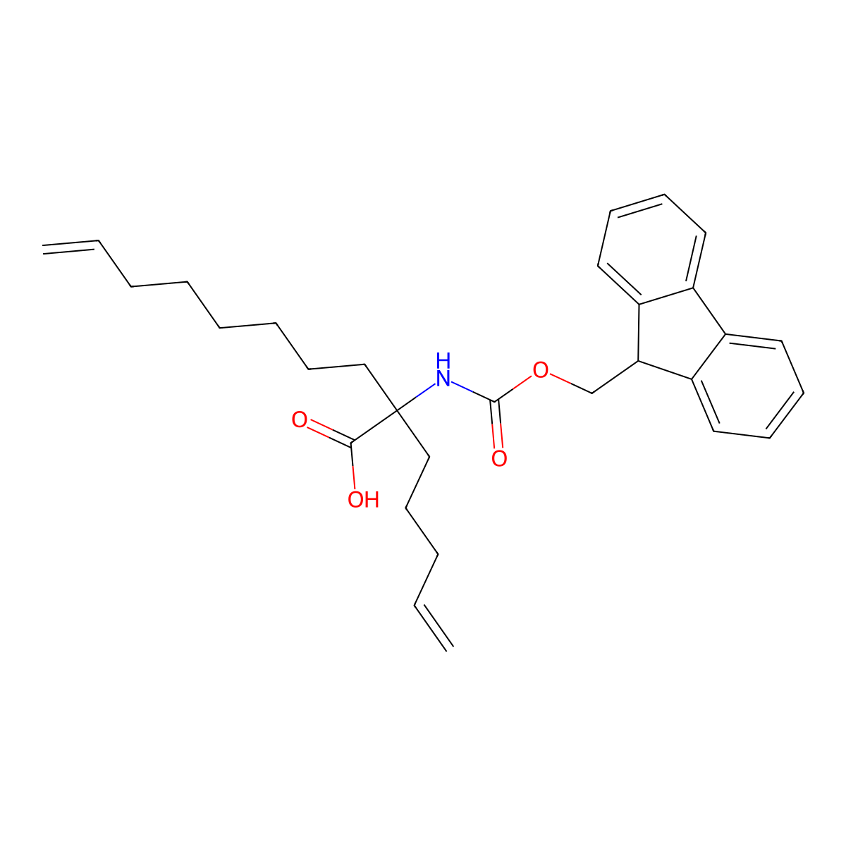2-((((9H-Fluoren-9-yl)methoxy)carbonyl)amino)-2-(pent-4-en-1-yl)dec-9-enoic acid molecular structure, CAS 1211504-14-1
