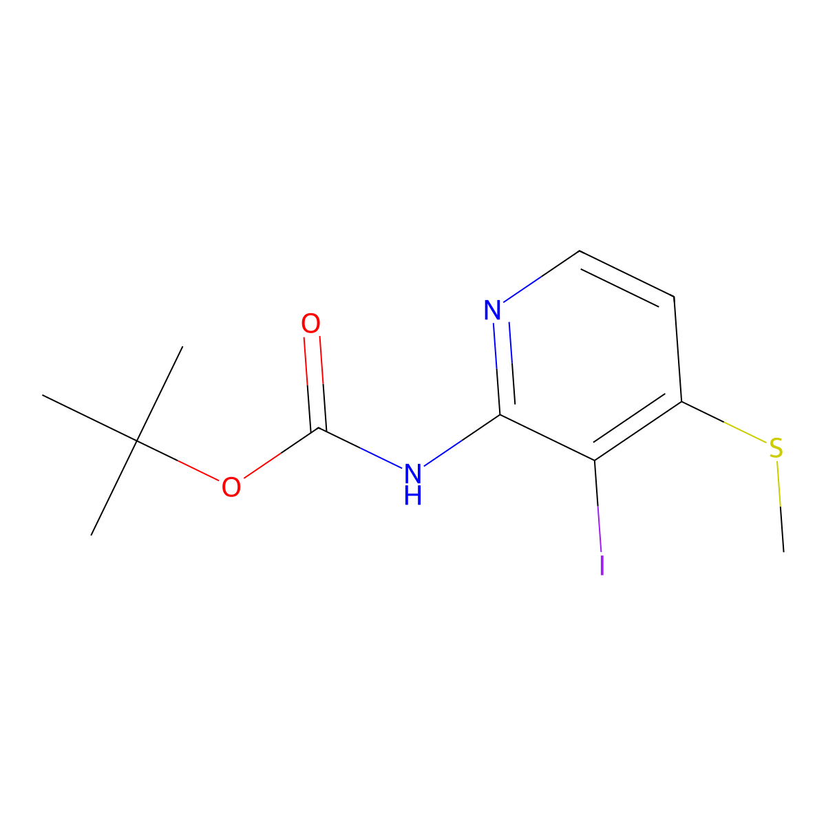 tert-Butyl (3-iodo-4-(methylthio)pyridin-2-yl)carbamate molecular structure, CAS 1211504-19-6
