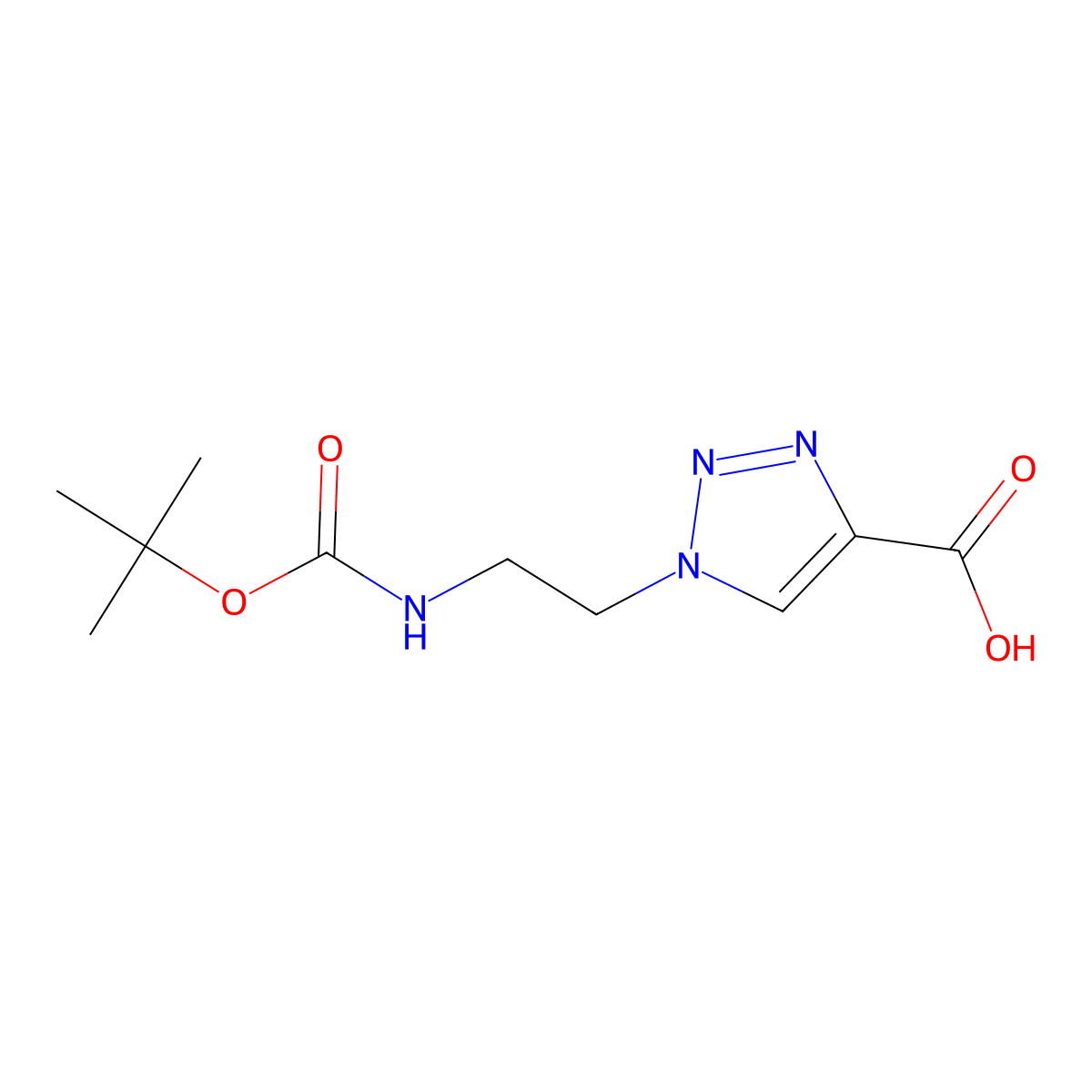 1-(2-(((tert-butoxy)carbonyl)amino)ethyl)-1H-1,2,3-triazole-4-carboxylic acid molecular structure, CAS 1211504-22-1