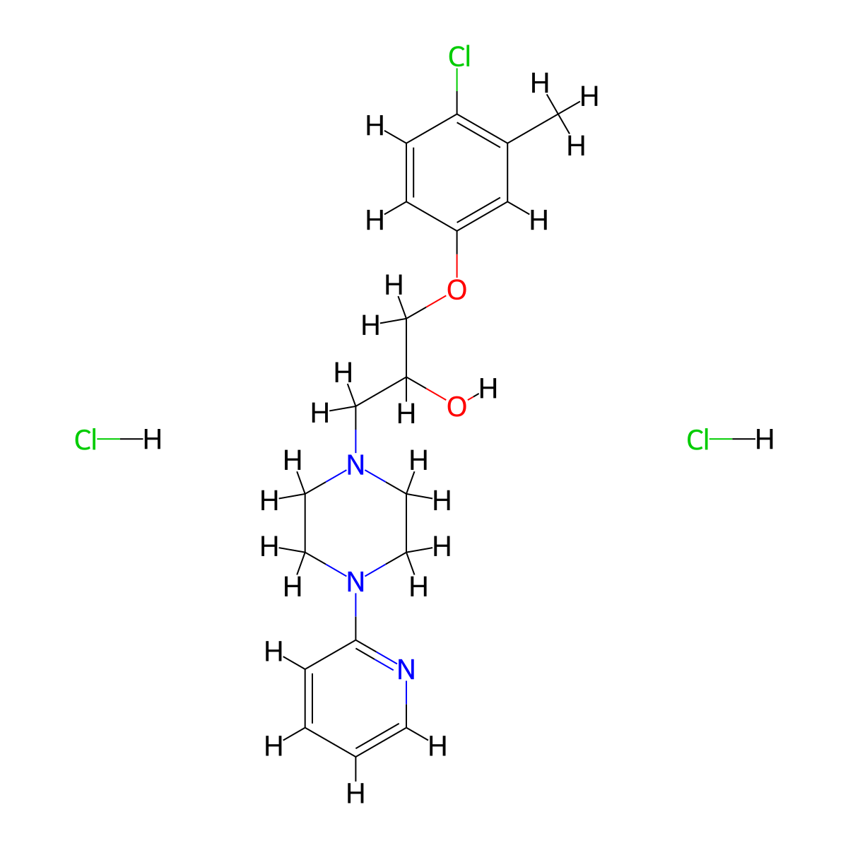 1-(4-Chloro-3-methylphenoxy)-3-(4-(pyridin-2-yl)piperazin-1-yl)propan-2-ol dihydrochloride molecular structure, CAS 1211504-31-2