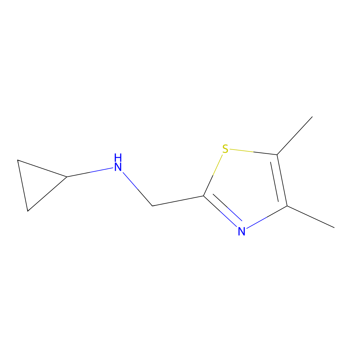 n-((4,5-Dimethylthiazol-2-yl)methyl)cyclopropanamine molecular structure, CAS 1211504-34-5